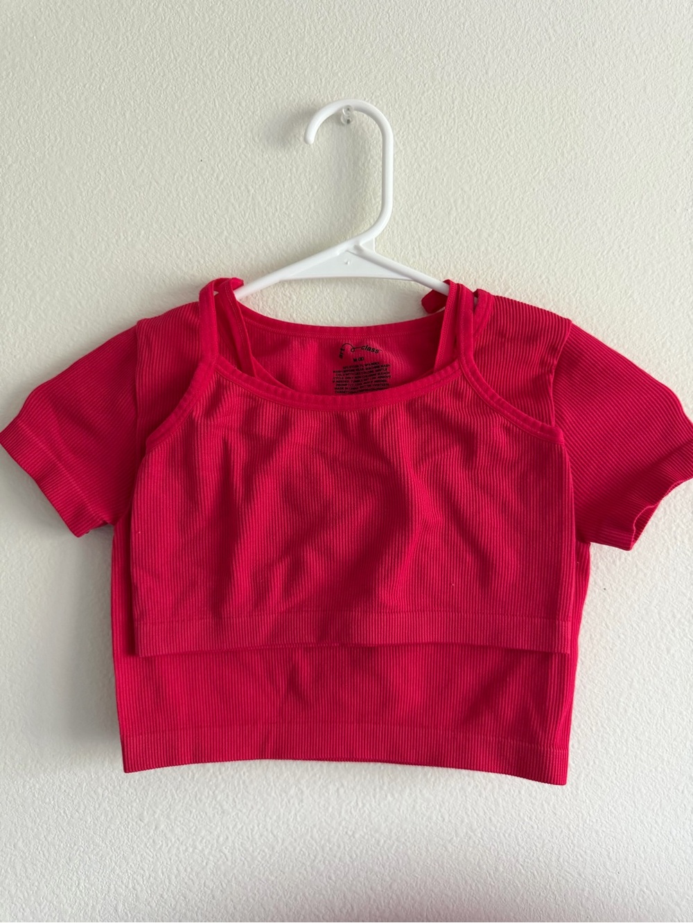 art class Vibrant Pink Ribbed Crop Top + Tank